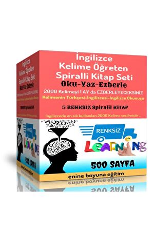 Ingilizce Kelime Öğreten Spiralli Kitap Seti (5 Süper Renksiz Kitap)