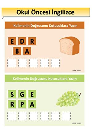 Okul Öncesi Ingilizce Eğitim Seti (aktivite Kitabı)