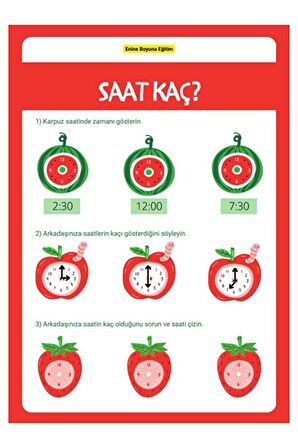 Okul Öncesi Saatleri Öğreten Yaz-sil Kitabı