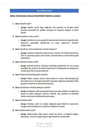 Yapay Zeka İle TYT Felsefe (Güncel Müfredat)