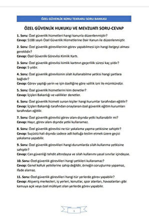 Özel Güvenlik Soru-Cevap Kitabı (1000 Soru)