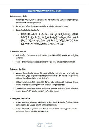 Uygulamalı Osmanlıca Eğitim Kitabı