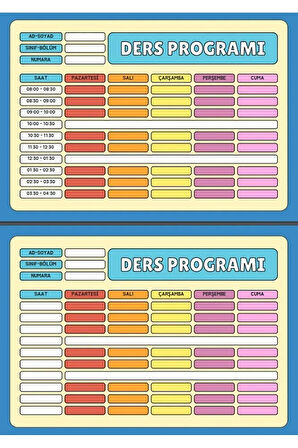 Haftalık Ders Programı YAZ-SİL