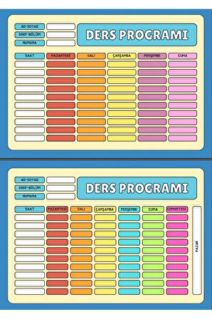 Haftalık Ders Programı YAZ-SİL