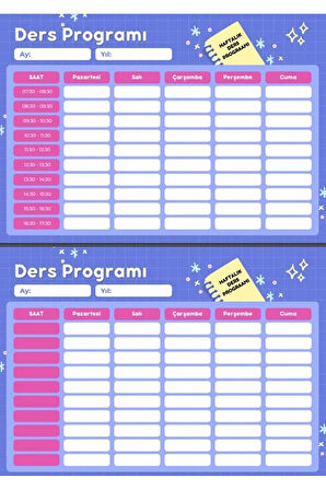 Haftalık Ders Programı YAZ-SİL