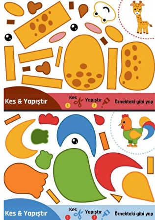 Okul Öncesi KES-YAPIŞTIR Etkinlikleri Seti (76 Hayvan)