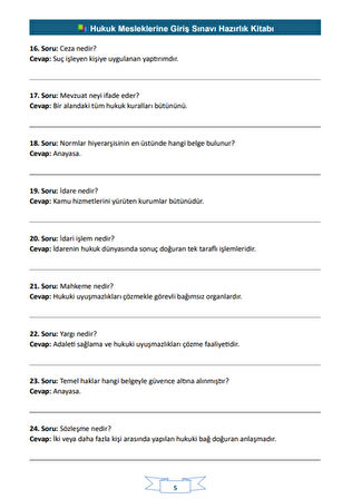 Hukuk Mesleklerine Giriş Sınavı Hazırlık Kitabı (Spiralli)