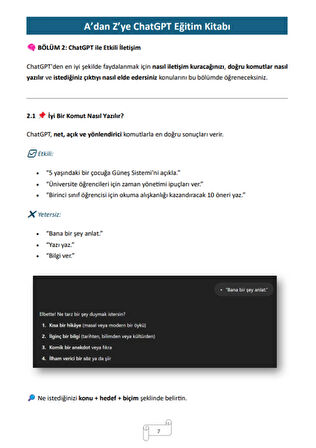 ChatGPT Eğitim Kitabı (Binlerce Komut)