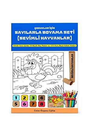 Çocuklar İçin Sayılarla Boyama Seti (Sevimli Hayvanlar)