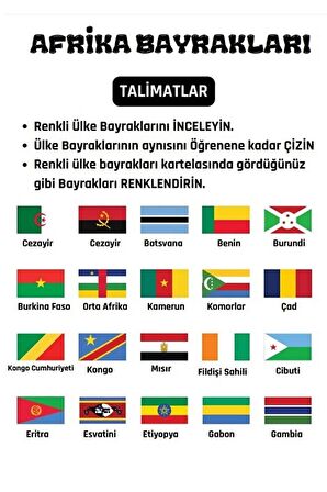 Afrika Ülke Bayrakları Çizme ve Boyama Kitabı