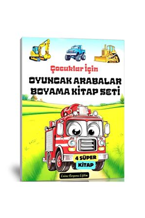 Çocuklar İçin Oyuncak Arabalar Boyama Kitap Seti (4 Kitap)