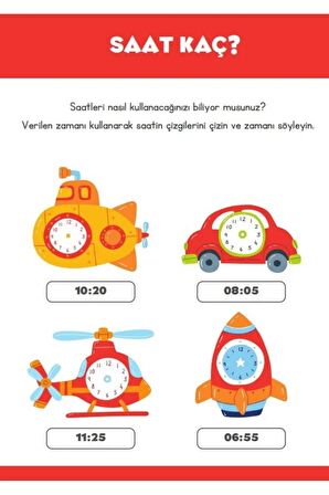 Saatleri Öğreniyorum YAZ-SİL Kitabı (YAZ-SİL Kalem Hediyeli)