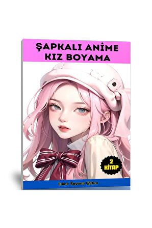 Şapkalı Anime KIZ Boyama Kitap Seti (2 Kitap)