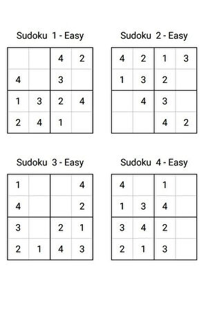 Çocuklar İçin 4x4 Sudoku Kitabı (360 Sudoku)