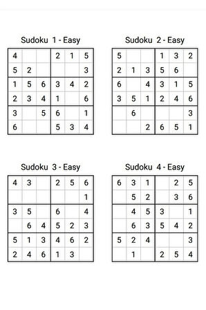 Çocuklar İçin 6x6 Sudoku Kitabı (360 Sudoku)