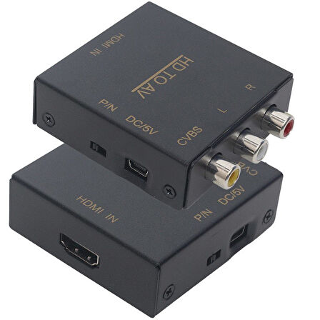 Powermaster PM-33523 Metal Kasa HDMI To Rca Av Çevirici Adaptör Hdmi Girişini Renkli Rca Çıkışına Dönüştürücü