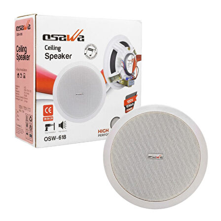 Osawa OSW-618 16 Cm Trafolu Alçıpan Hoparlör Ama Tavan Okul Mağza Konferans Salonu Hoparlörü