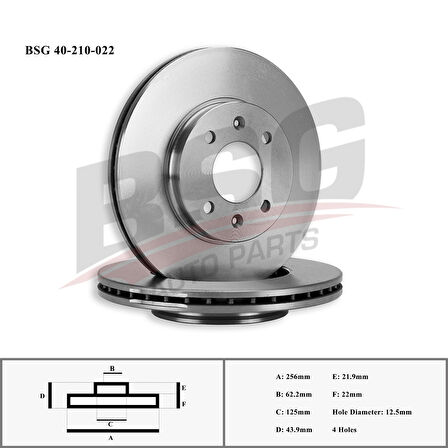 Kore Fren Diski Ön - Adet : 256 X 4 Havalı - Bsg 40-210-022