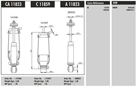 Scanıa Truck Kabın Amortısoru Koruklu On Komple Volvo Fh 400-440-460-480-500-520-540 05> 420 09> Fh12 420 93>05 4 - Connect Ca 11823