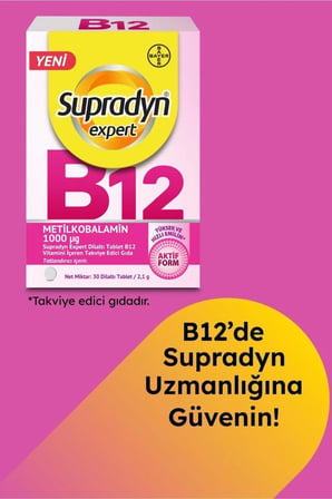 Supradyn Expert Vitamin B12 30 Dilaltı Tablet x 2 Adet