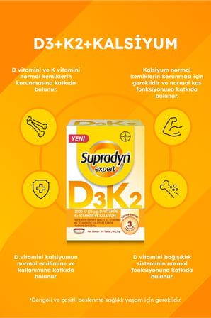 Supradyn Expert D3K2 ve Kalsiyum 30 Tablet x 2 Adet