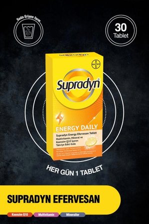 30 Efervesan Tablet | Koenzim Q10, Multivitamin Ve Mineral Içeren Takviye Edici Gıda