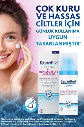 Bepanthol Derma Nemlendirici Tüm Cilt Tipleri İçin Su Bazlı Yağsız Besleyici Yüz Bakım Kremi 50 ml