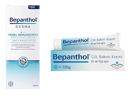 Bepanthol Nemlendirici B5 Provitaminli Kuru-Hassas Ciltler için  Vücut Kremi 200 ml & Cilt Bakım Kremi 100 g 