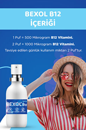 BEXOL B12 Dilaltı Sprey, 15 ml B12 Vitamini Içeren Takviye Edici Gıda 8699546650088