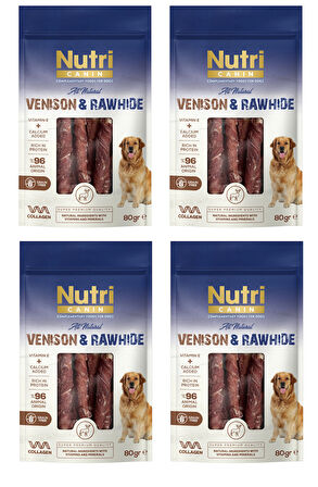 Nutri Canin Rawhide Geyik Eti Sargılı Kemik Köpek Ödülü 80 Gr. X 4 Adet