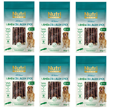 Nutri Canin Kuzu Eti Sargılı Kolajen Çubuk Tahılsız Köpek Et Ödülü 80 Gr. X 6 Adet