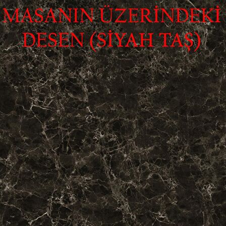 Milano Mdf  H.Gloss Siyah Taş Masa +4 Adet Dilara Sandalye Takım 