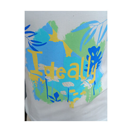 Kız Çocuk T-Shirt Baskılı Ideally Ekru - Turuncu / Ekru - Mavi Seçenekli