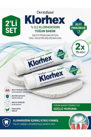 Klorhex %0.2 Klorheksidin Diş Eti Bakım Diş Macunu 75 ml 2li Set