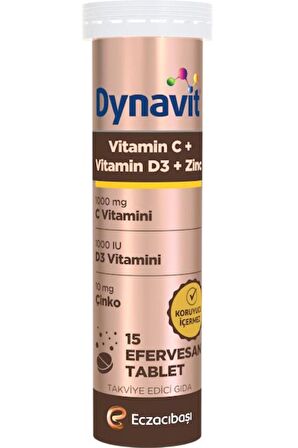 Dynavit Vitamin C + Vitamin D3 + Çinko 15 Efervesan Tablet