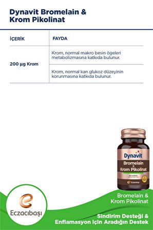 Dynavit Bromelain & Krom Pikolinat 60 Kapsül