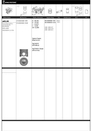 Land Rover Piston + Segman 85+0.50mm Farklı (2.2 Td4 110 Kw 211 Ps) Freelander 2 - Kingpiston 17-6592303