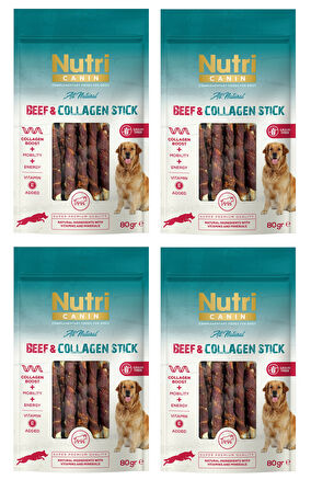 Nutri Canin Sığır Eti Sargılı Kolajen Çubuk Tahılsız Köpek Et Ödülü 80 Gr. X 4 Adet