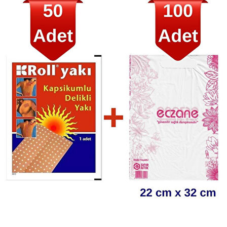 Roll Yakı Kapsikumlu Delikli x 50 Adet + 100 Adet Eczane Poşeti Hediye