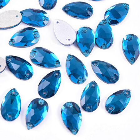 Gymo Premium Delikli Dikme Kristal Taş Teardrop 10.5*18mm P15 Capri Blue (28 Ad)