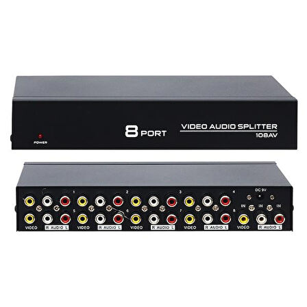 Powermaster PM-4832 8 Port Video Stereo Audio Dağıtıcı Çoğaltıcı 1024X768-85HZ