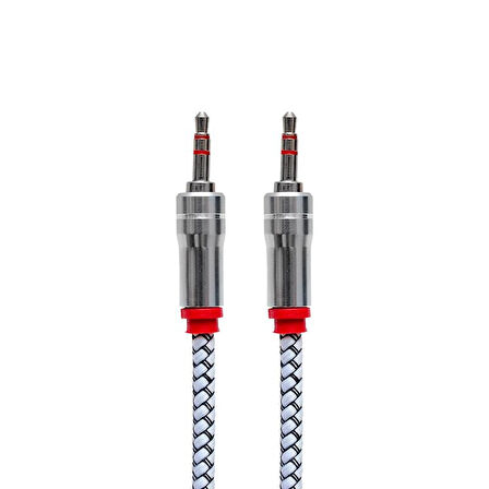 Powermaster Metal Başlıklı 3.5 mm Jack Girişli Örgülü 1.5 Metre Stereo Aux Ses Kablosu Kablo
