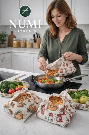 Numi Naturals Balmumu Gıda Saklama Bezleri – Premium 3’Lü Set (30×30 Cm) - Country Pantry Serisi