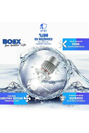 Bosx Iceblue Buz Mavi Led Xenon Far Ampulü 4400lm 9006