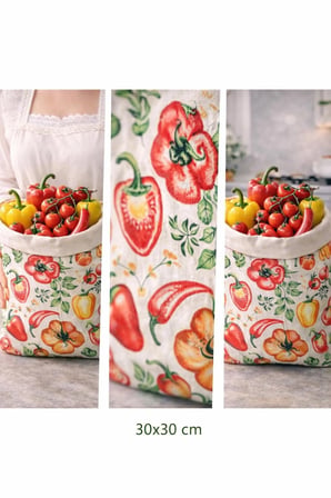 Numi Naturals Premium Sebze Desenli Balmumu Gıda Saklama Torbası 2’Li Set (30X30 Cm)
