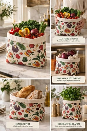 Numi Naturals Premium Karışık Sebzeler Desenli Balmumu Sebze Saklama Kesesi 30X30 Cm