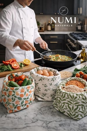 Numi Naturals Balmumu Gıda Saklama Bezleri – Premium 3’Lü Set (30×30 Cm) - Olive & Citrus Serisi