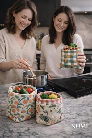 Numi Naturals Balmumu Gıda Saklama Bezleri – Premium 3’Lü Set (30×30 Cm) - Rustic Pantry Serisi