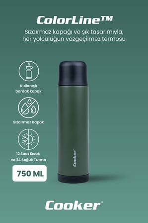 ColorLine 750 ml Paslanmaz Çelik Termos Yeşil CKR2022