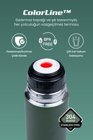 ColorLine 750 ml Paslanmaz Çelik Termos Yeşil CKR2022